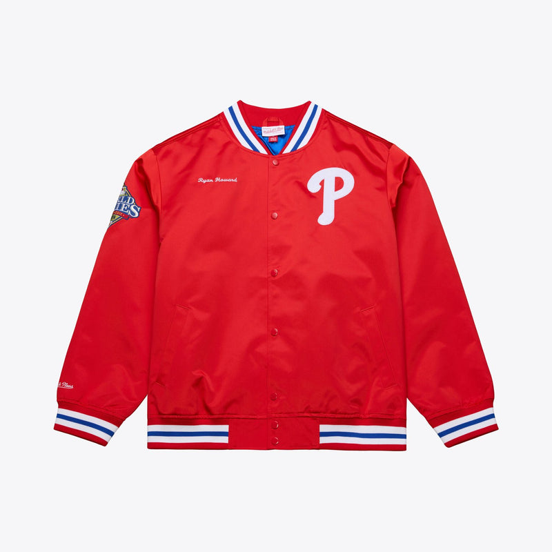 Mitchell & Ness Ryan Howard Philadelphia Phillies Red Player Lightweight Satin Full-Snap Jacket