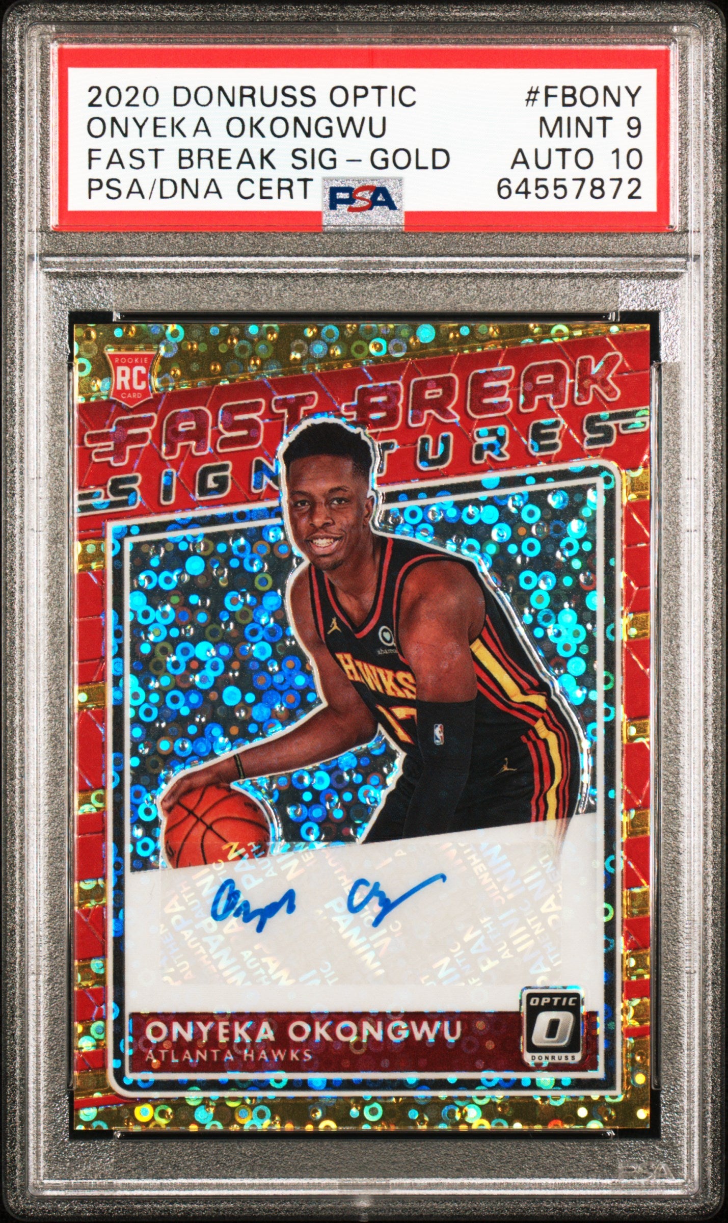 2020 Donruss Optic Fast Break Gold Onyeka Okongwu #FBONY RC Auto /10 PSA 9 Auto 10