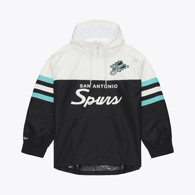 Mitchell & Ness San Antonio Spurs Black Head Coach Lightweight Anorak Quarter-Zip Windbreaker