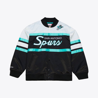 Mitchell & Ness San Antonio Spurs Black Head Coach Lightweight Satin Full-Snap Jacket