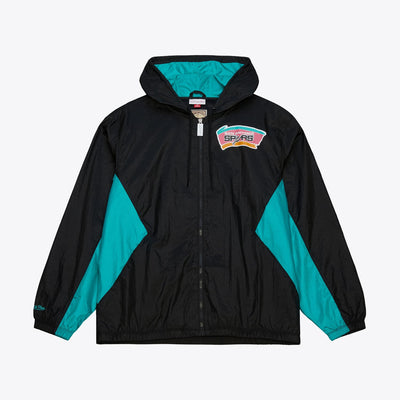 Mitchell & Ness San Antonio Spurs Black Playmaker Vintage Full-Zip Windbreaker Jacket