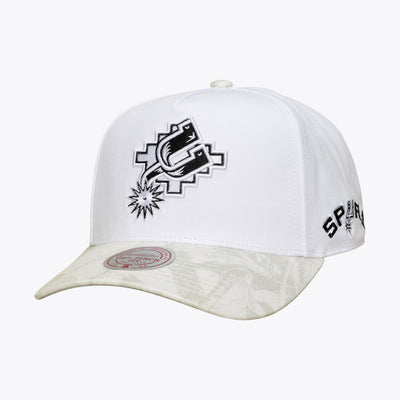 Mitchell & Ness San Antonio Spurs White Hardwood Classics Ghosted Pro Pinch Snapback Hat