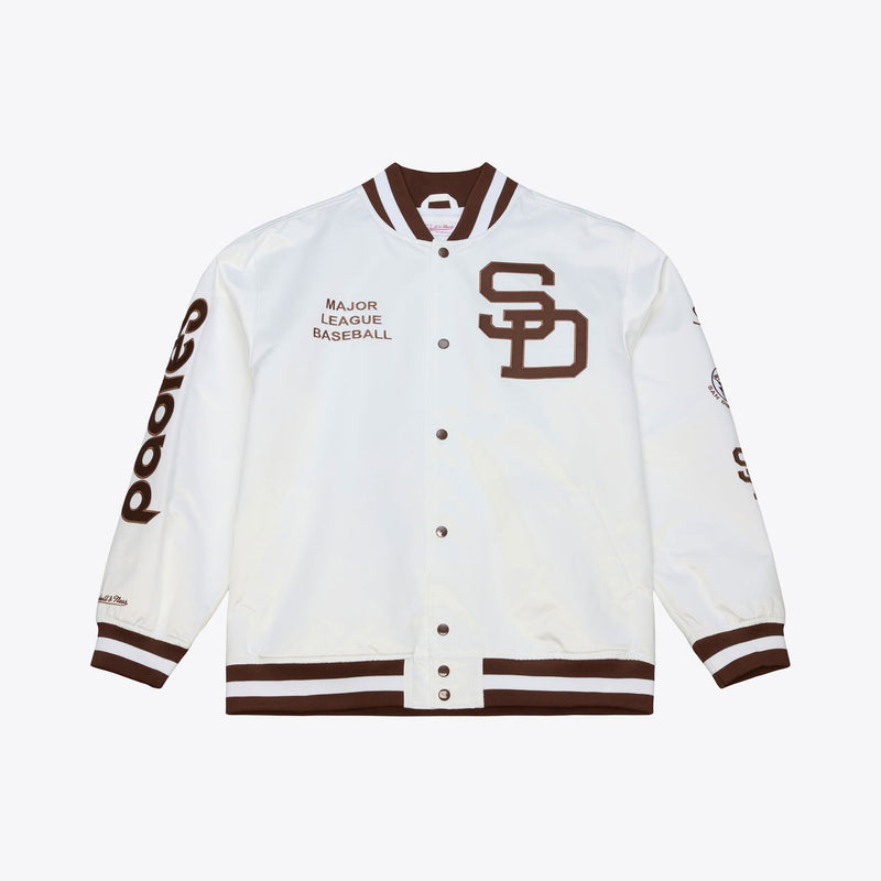 Mitchell & Ness San Diego Padres Arctic White Lightweight Satin Full-Snap Jacket