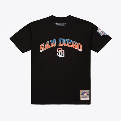 Mitchell & Ness San Diego Padres Black Quiet Blaze Arch T-Shirt