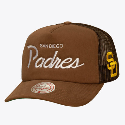 Mitchell & Ness San Diego Padres Brown Cooperstown Head Coach Trucker Adjustable Hat