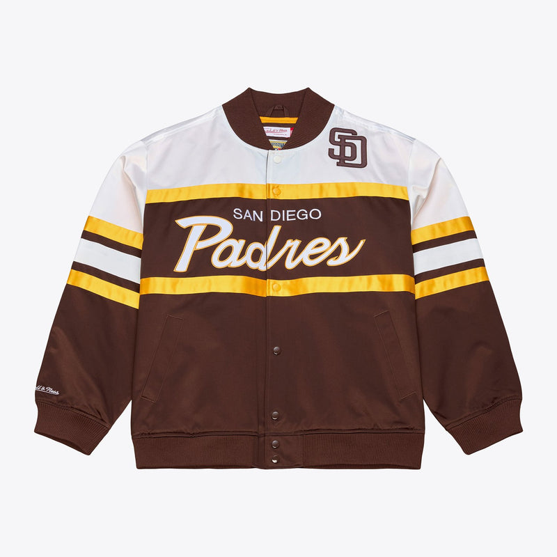 Mitchell & Ness San Diego Padres Brown Head Coach Lightweight Satin Full-Snap Jacket
