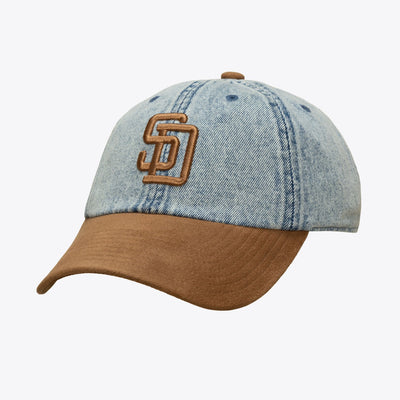 Mitchell & Ness San Diego Padres Denim & Brown Suede 1904 Dad Adjustable Hat