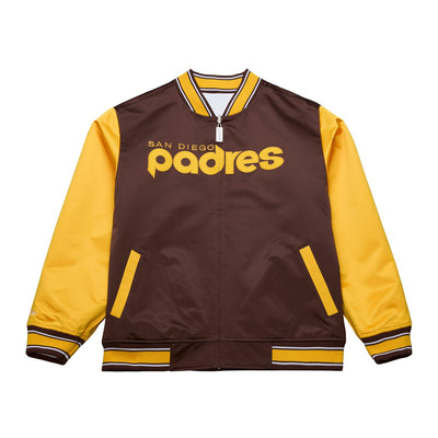 Mitchell & Ness San Diego Padres White & Brown Reversible Satin Full-Zip Jacket