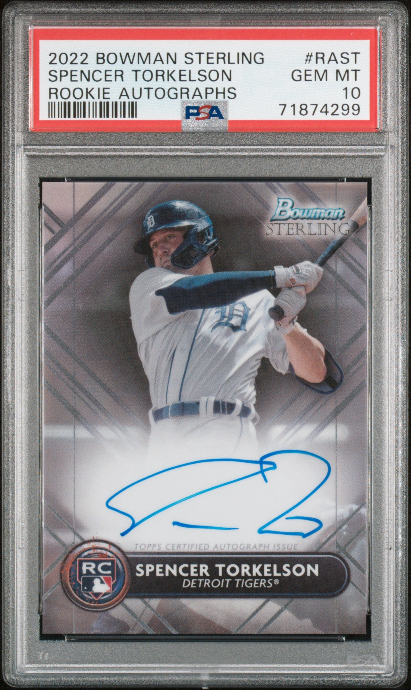 2022 Bowman Sterling Rookie Autographs Spencer Torkelson RC #RAST PSA 10