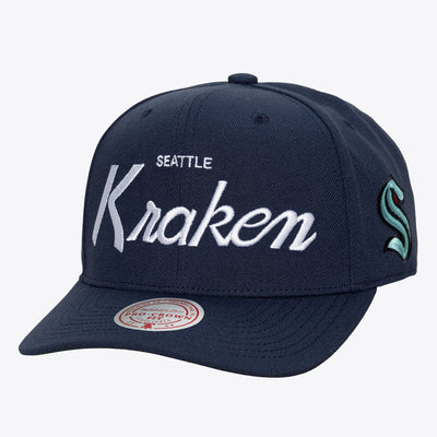 Mitchell & Ness Seattle Kraken Deep Sea Blue Head Coach Pro Crown Snapback Hat