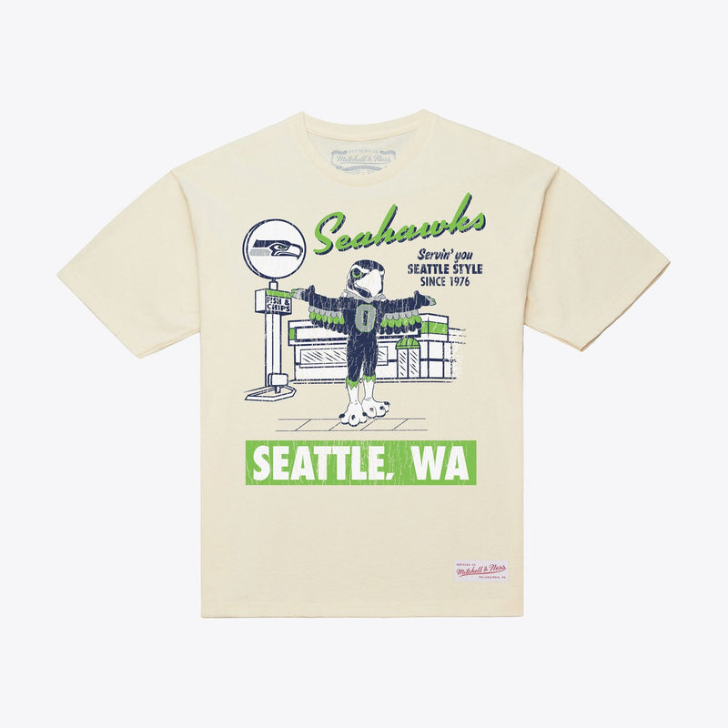 Mitchell & Ness Seattle Seahawks Cream Deli T-Shirt