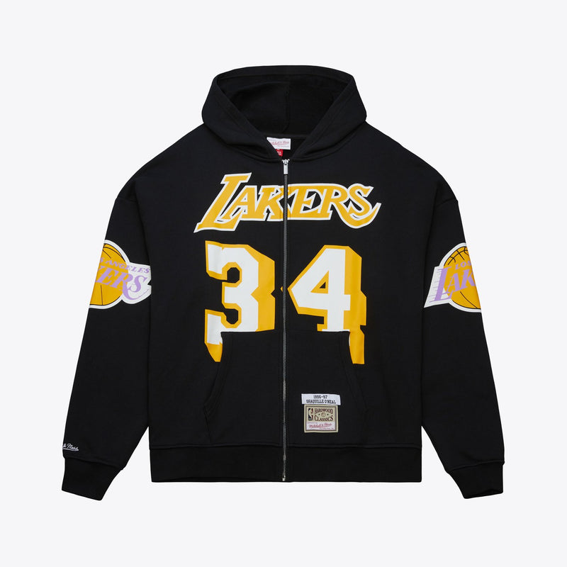 Mitchell & Ness Shaquille O'Neal Los Angeles Lakers 1996-97 Black Hardwood Classics Maxxed Out Full-Zip Hoodie