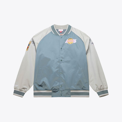 Mitchell & Ness Los Angeles Lakers Gray/Silver Thunderstorm Lightweight Satin Full-Snap Jacket