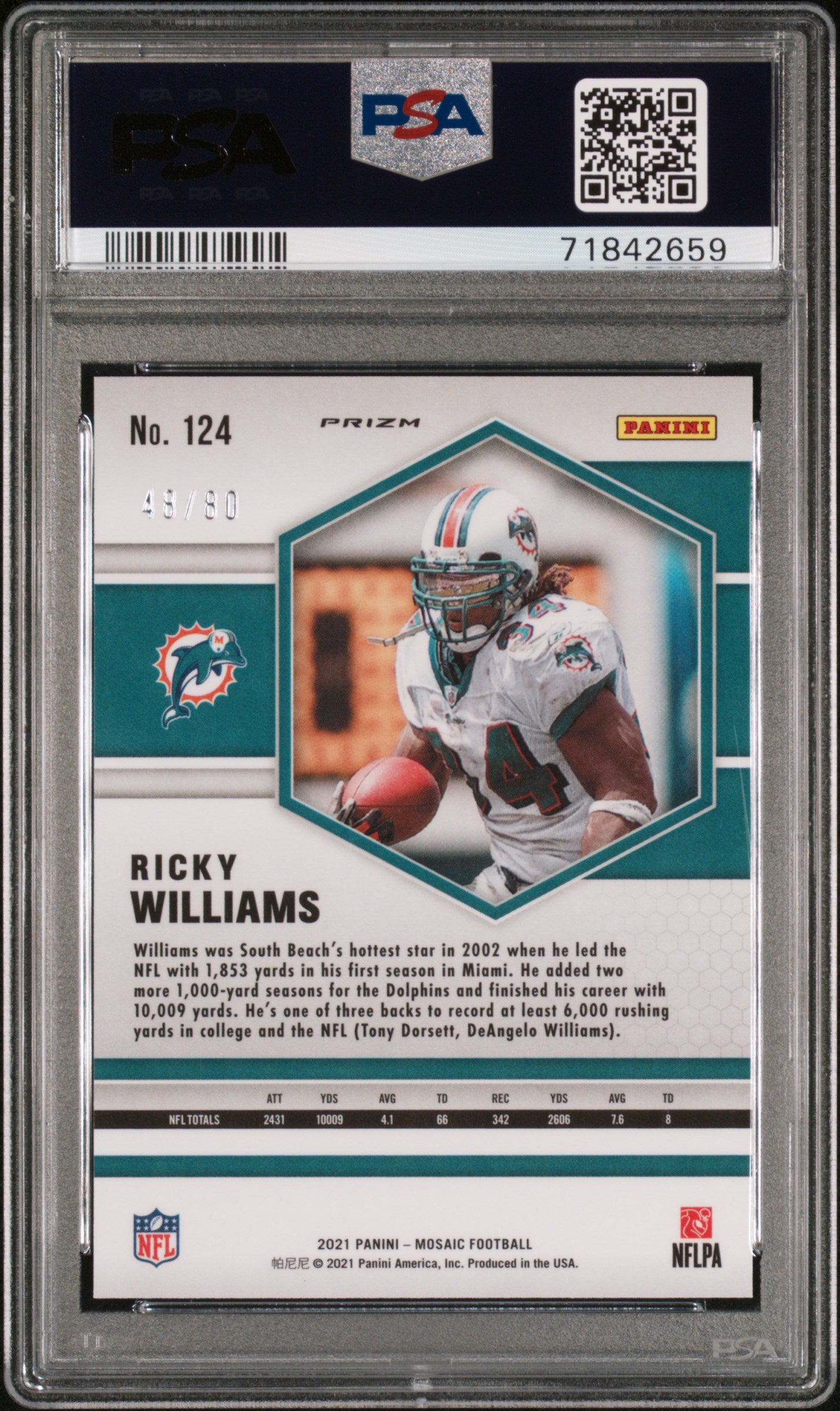 2021 Panini Mosaic Fusion Ricky Williams #124 /80 PSA 10
