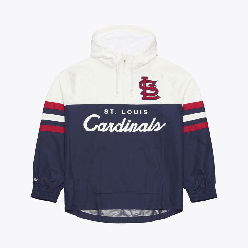 Mitchell & Ness St. Louis Cardinals Navy Head Coach Lightweight Anorak Quarter-Zip Windbreaker