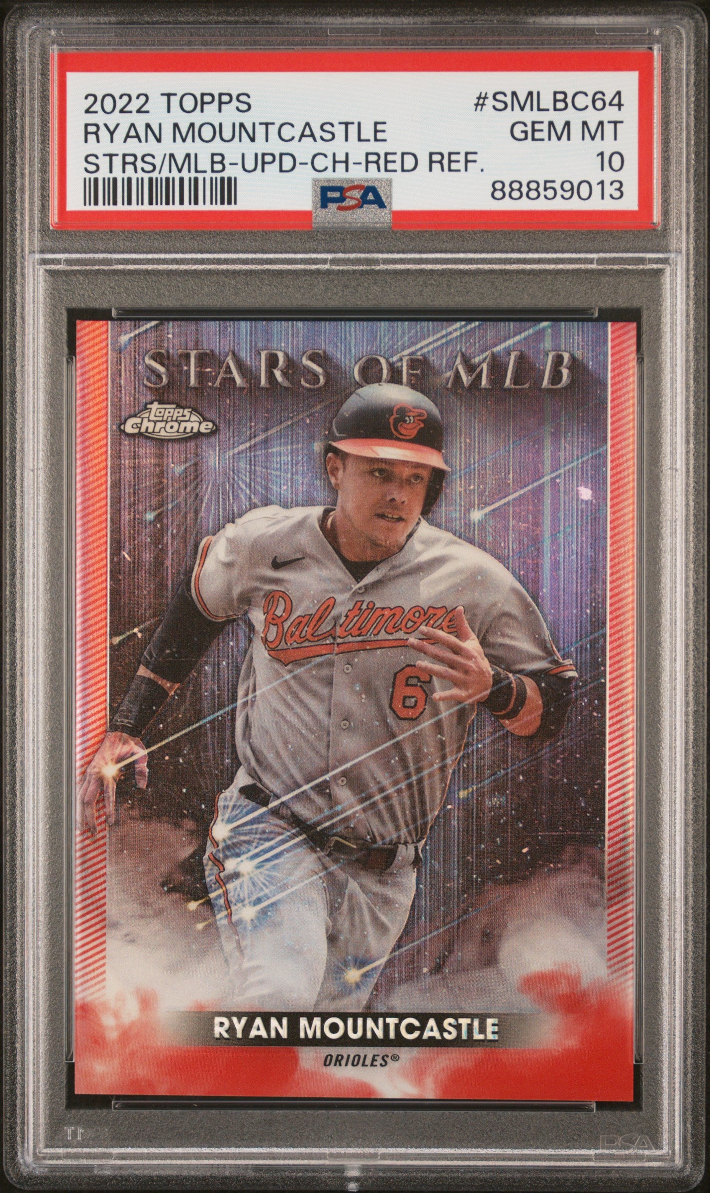 2022 Topps Chrome Red Ryan Mountcastle #SMLBC64 /75 PSA 10