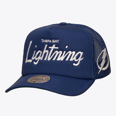 Mitchell & Ness Tampa Bay Lightning Navy Head Coach Trucker Adjustable Hat