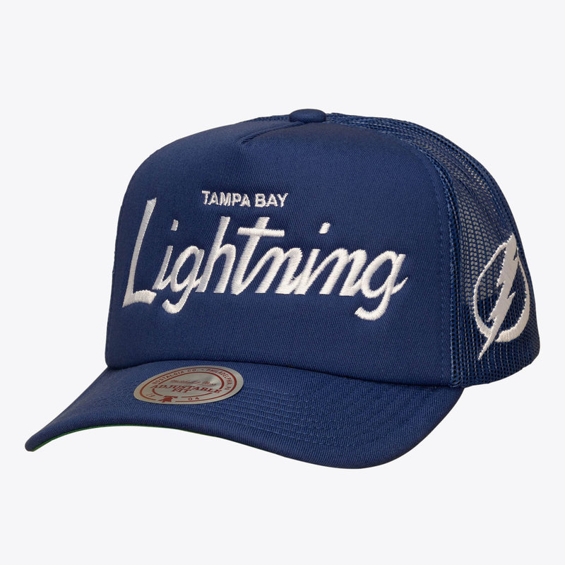 Mitchell & Ness Tampa Bay Lightning Navy Head Coach Trucker Adjustable Hat
