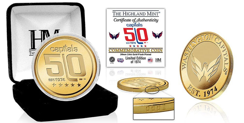 Highland Mint Washington Capitals 50th Anniversary Gold Coin - Limited Edition /1974