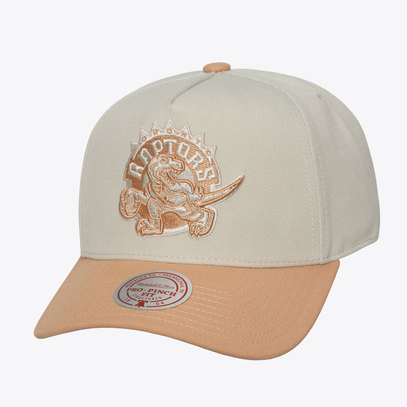 Mitchell & Ness Toronto Raptors Cream Hardwood Classics Chalk Dust Pro Pinch Snapback Hat