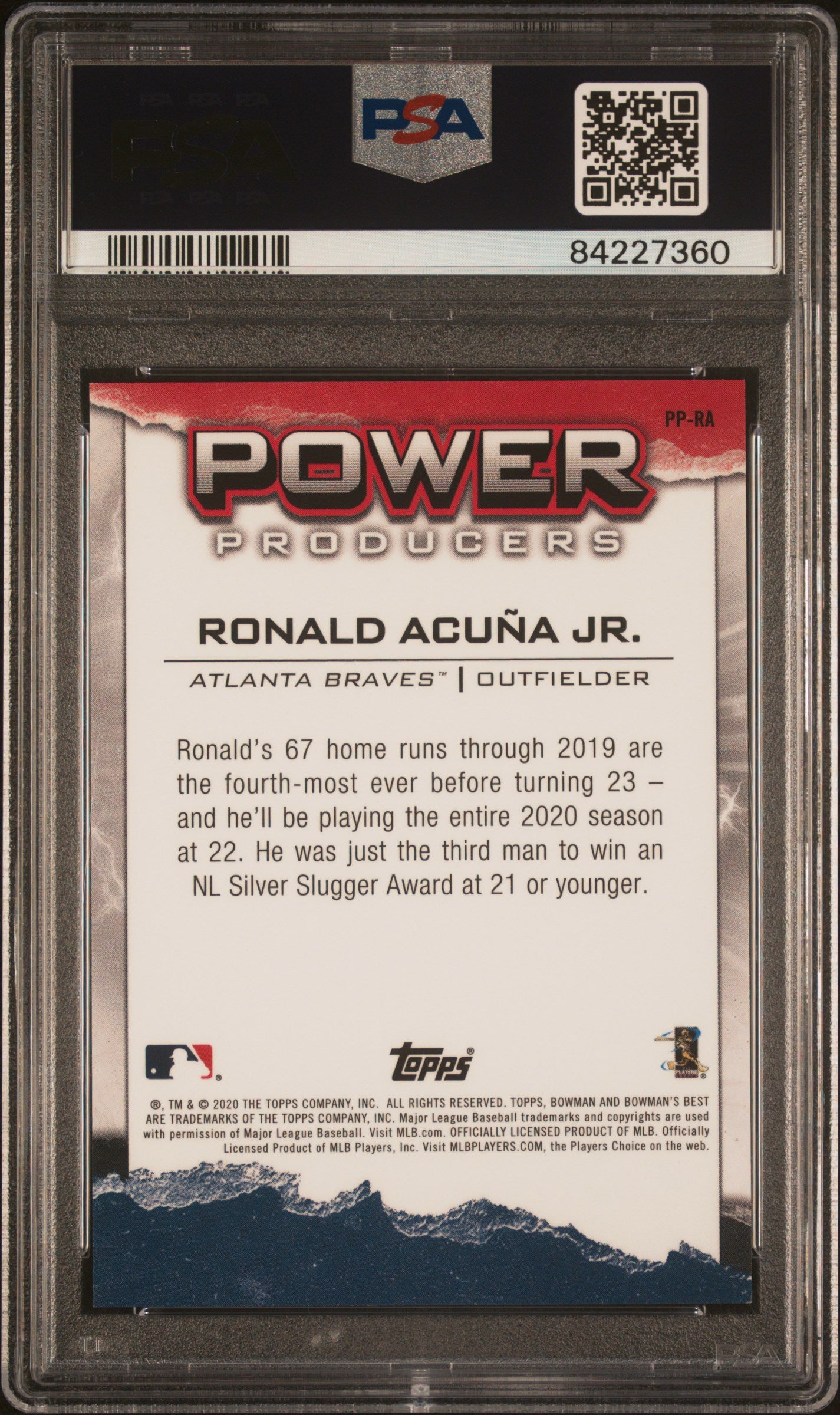 2020 Bowman's Best Power Producers #PPRA Ronald Acuna Jr. Gold Refractor PSA 10