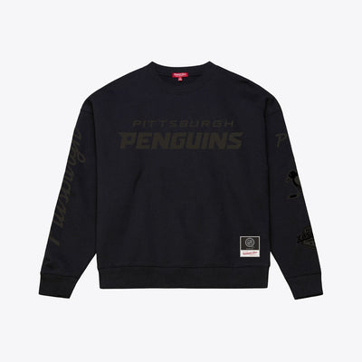 Pittsburgh Penguins Mitchell & Ness Unisex Phantom Fleece Crew Neck Sweatshirt - Black