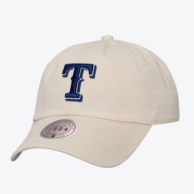 Texas Rangers Mitchell & Ness Unisex Off-Season 1904 Strapback Adjustable Hat - Cream