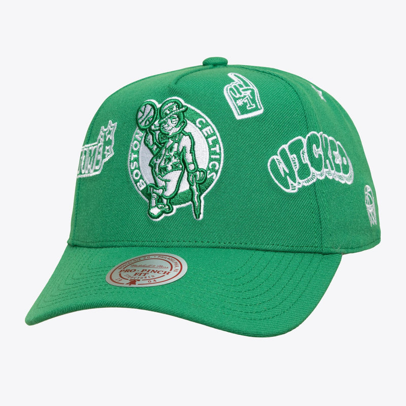 Boston Celtics Mitchell & Ness Unisex Downtown Doodle Pro Snapback Hat - Kelly Green