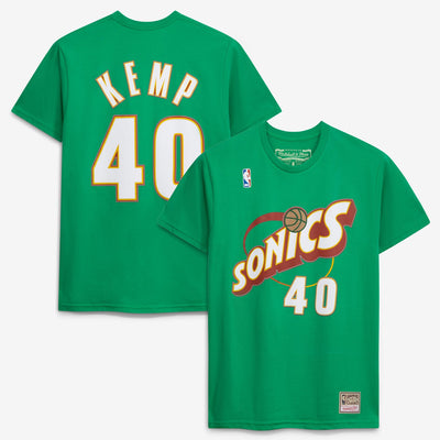 Shawn Kemp Seattle SuperSonics Mitchell & Ness Unisex Name & Number T-Shirt - Green