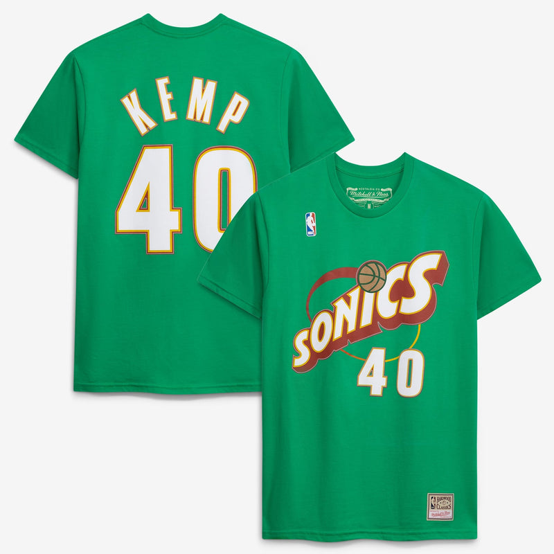 Shawn Kemp Seattle SuperSonics Mitchell & Ness Unisex Name & Number T-Shirt - Green