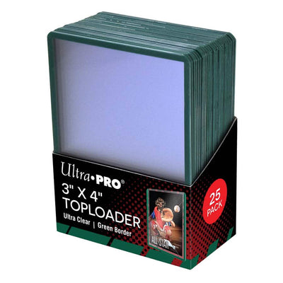 Ultra Pro 3x4 Green Border Toploaders (25 Count) - 35pt Standard Cards