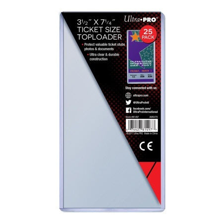 Ultra Pro Ticket Size Toploaders (25 Count) - 3.5" x 7.25"