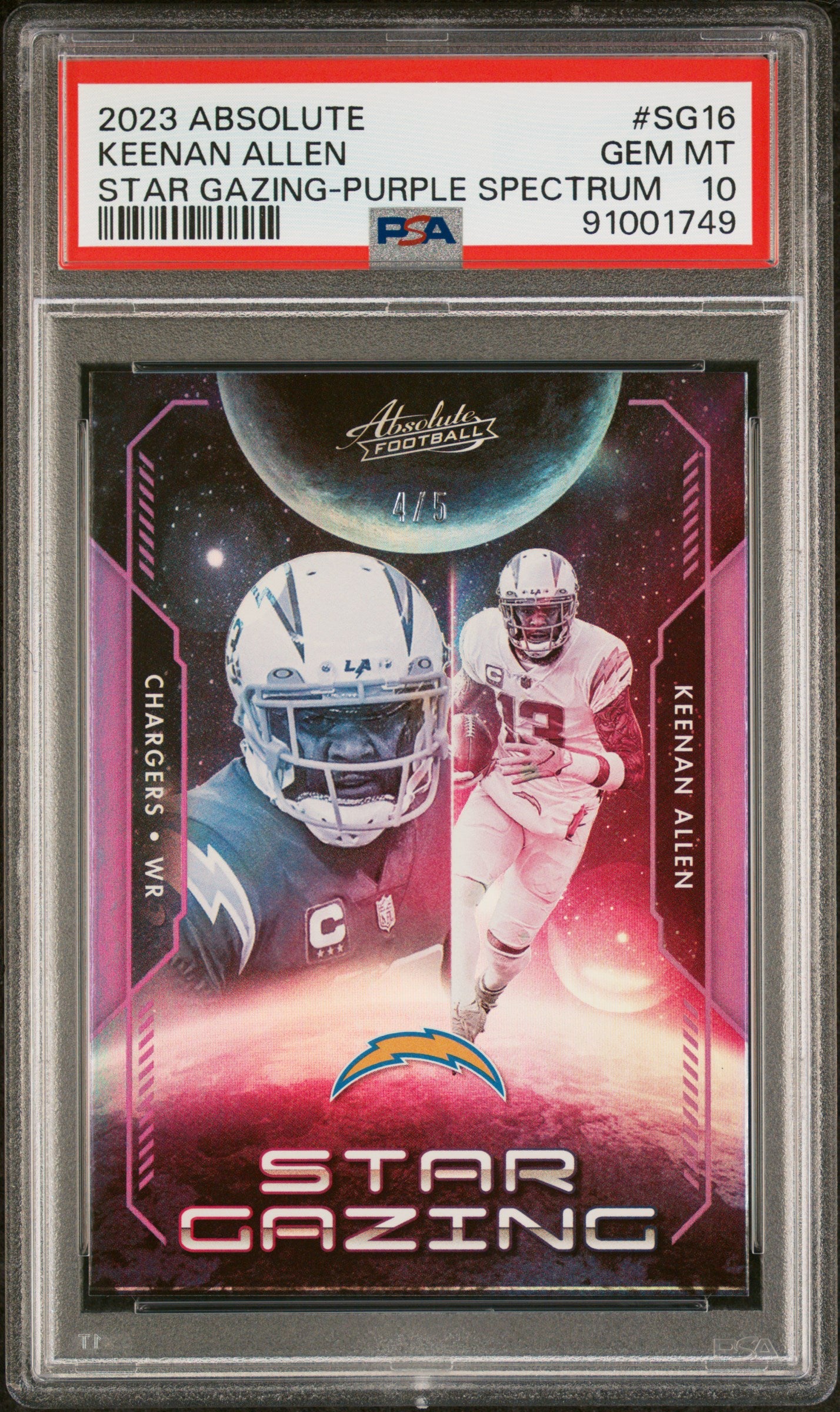 2023 Panini Absolute Star Gazing #SG16 Keenan Allen Purple Spectrum PSA 10