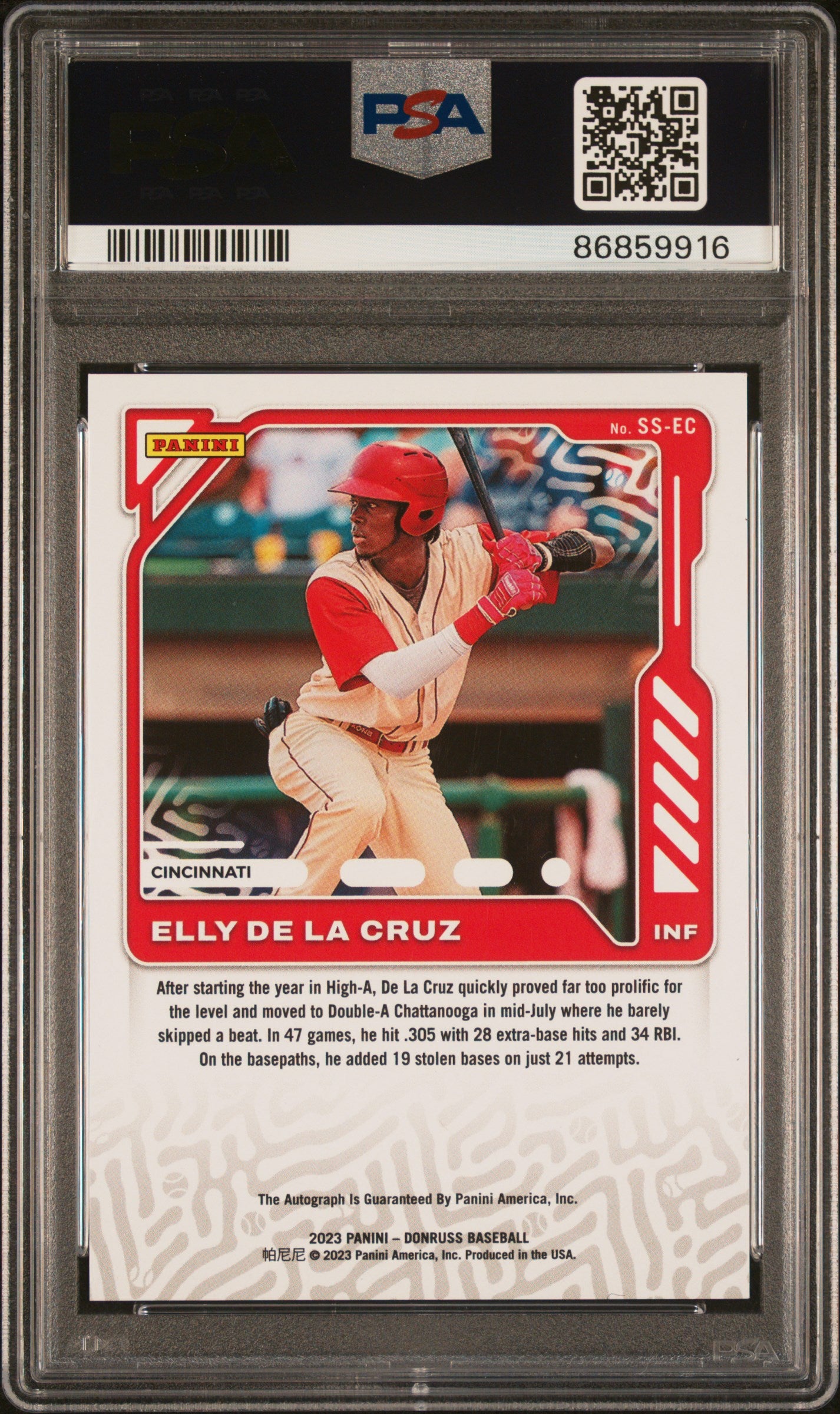 2023 Donruss Signature Series Gold Elly De La Cruz #7 /25 PSA 8