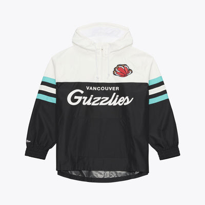 Mitchell & Ness Vancouver Grizzlies Black Head Coach Lightweight Anorak Quarter-Zip Windbreaker