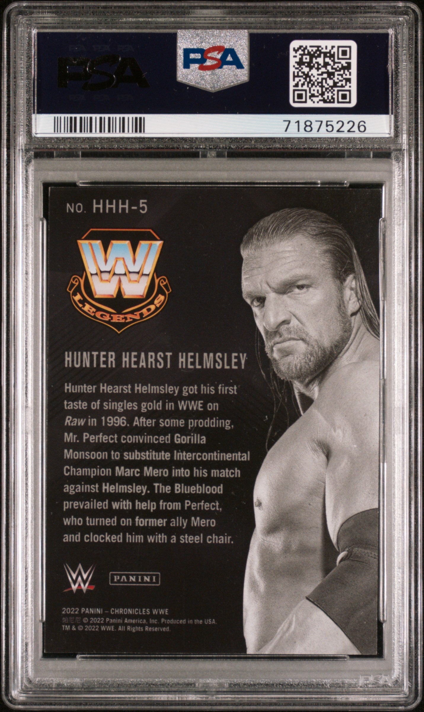 2022 Panini Chronicles Hunter Hearst Helmsley #HHH5 PSA 9