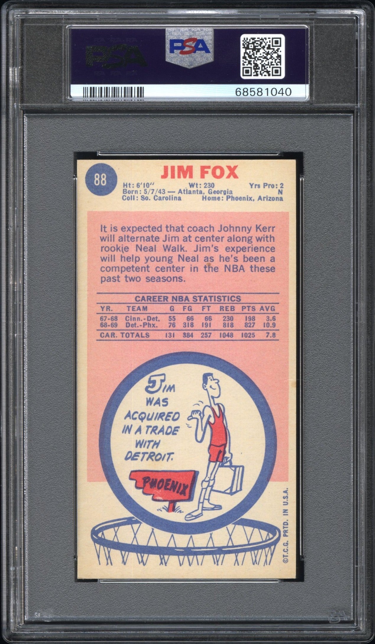 1969 Topps #88 Jim Fox PSA 6