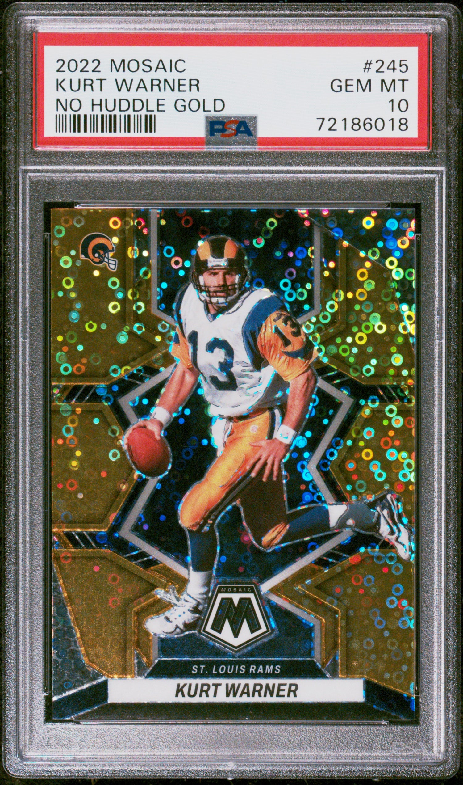 2022 Panini Mosaic #245 Kurt Warner No Huddle Gold PSA 10