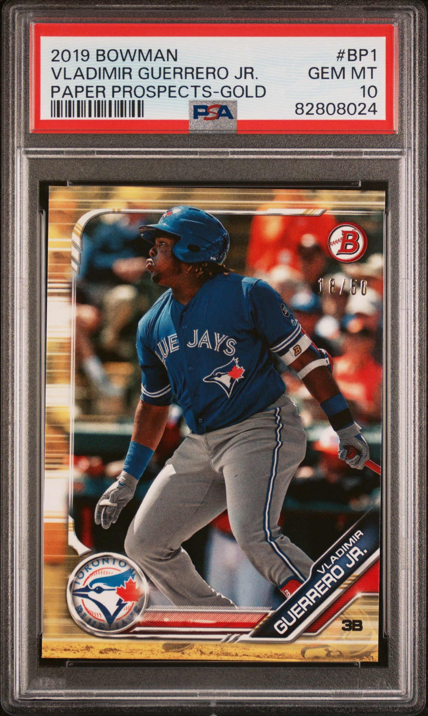 2019 Bowman Gold Vladimir Guerrero Jr. #BP1 /50 PSA 10