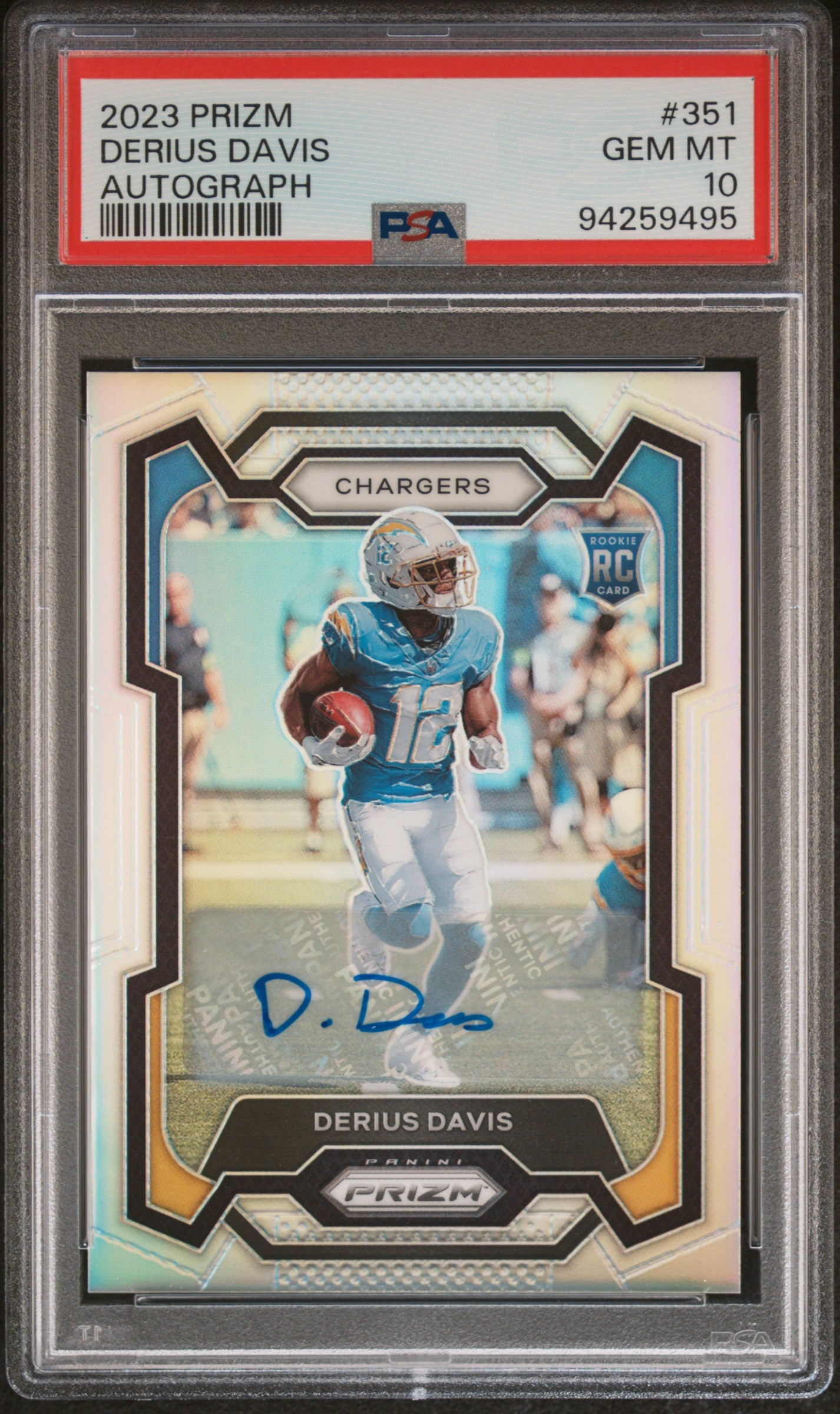 2023 Panini Prizm Autograph Derius Davis Silver Rookie RC #351 PSA 10