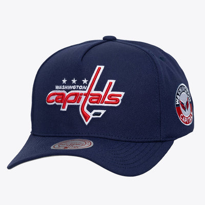 Mitchell & Ness Washington Capitals Navy Double Clutch Pro Pinch Snapback Hat