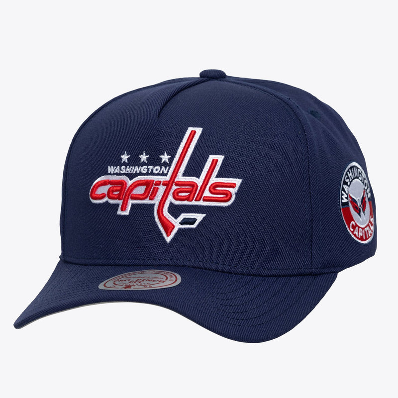 Mitchell & Ness Washington Capitals Navy Double Clutch Pro Pinch Snapback Hat