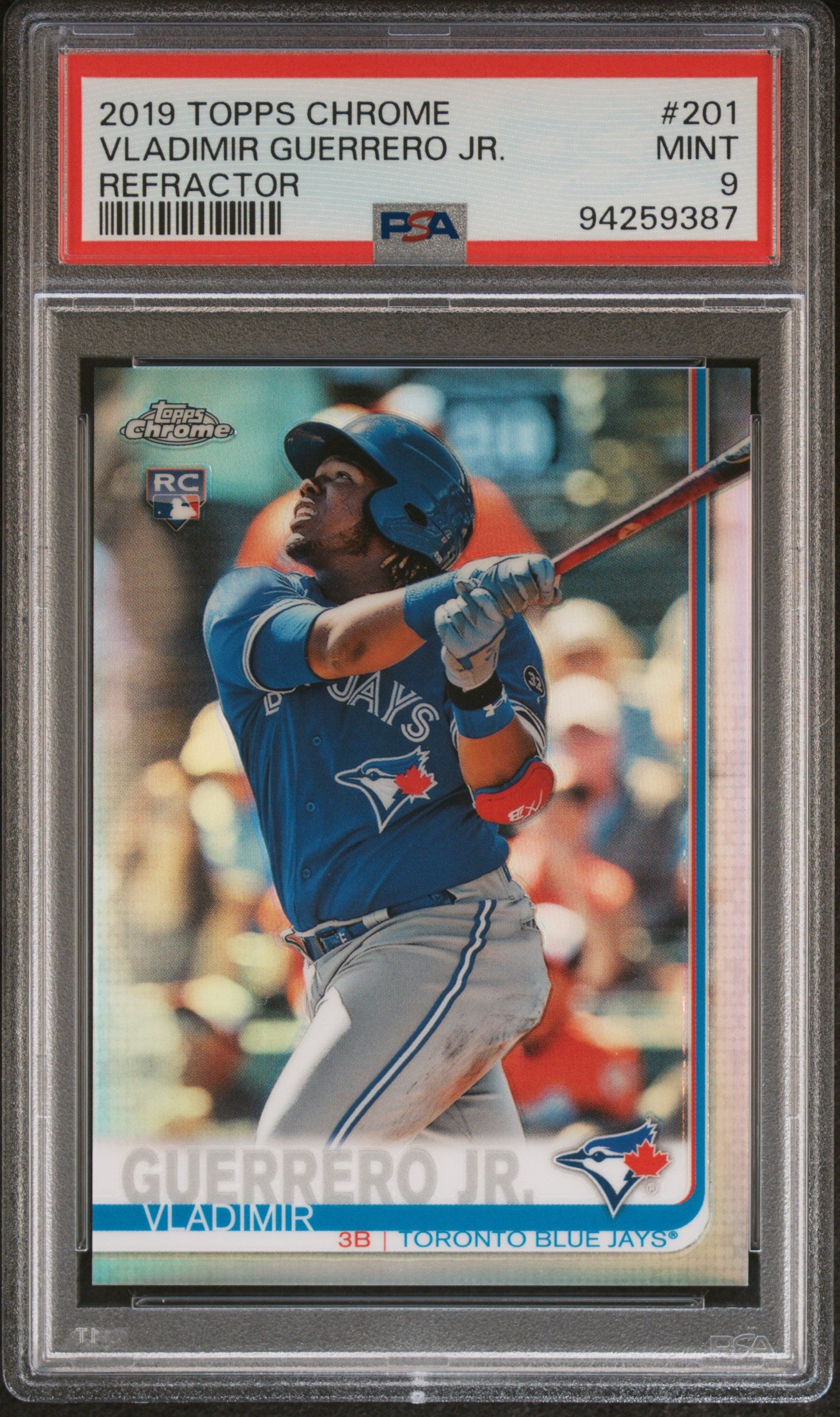 2019 Topps Chrome Refractor Vladimir Guerrero Jr. Rookie RC #201 PSA 9