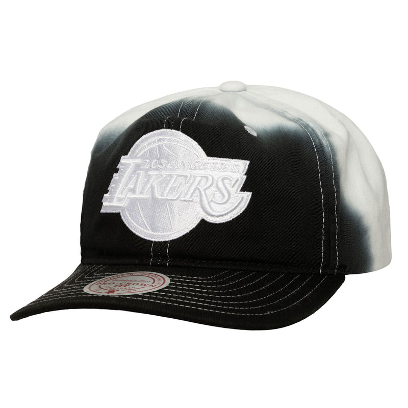 Los Angeles Lakers Mitchell & Ness Dip Dye Pro Crown Adjustable Hat - Black/White