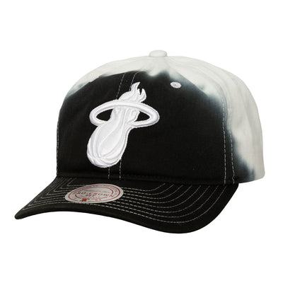 Miami Heat Mitchell & Ness Dip Dye Pro Crown Adjustable Hat - Black/White
