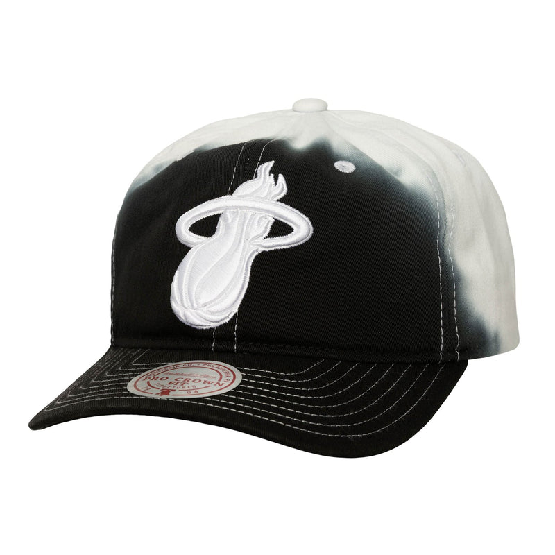 Miami Heat Mitchell & Ness Dip Dye Pro Crown Adjustable Hat - Black/White