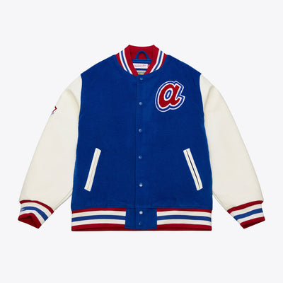 Mitchell & Ness Atlanta Braves Royal/White Off Day Varsity Full-Snap Jacket