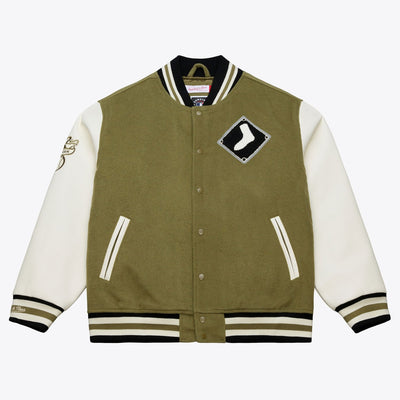 Mitchell & Ness Chicago White Sox Olive/White Off Day Varsity Full-Snap Jacket