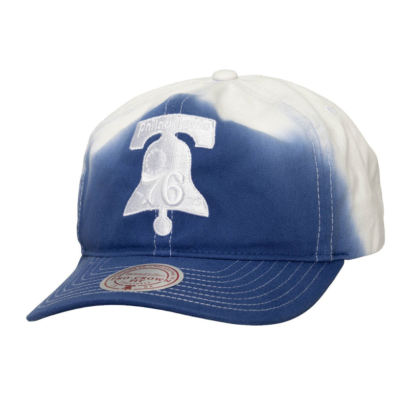 Philadelphia 76ers Mitchell & Ness Dip Dye Pro Crown Adjustable Hat - Royal/White