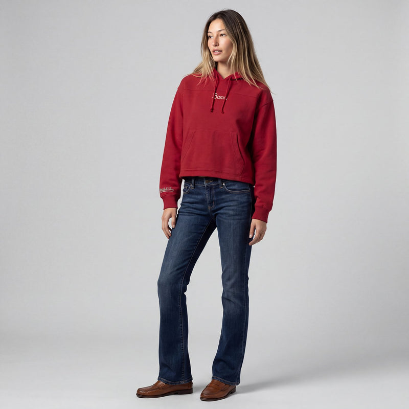 Mitchell & Ness Women's Alabama Crimson Tide Crimson Retro Roots French Terry Cropped Hoodie